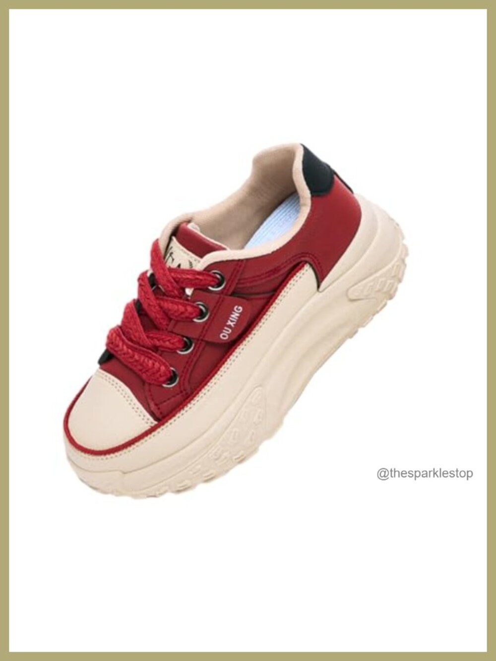 Chunky Platform Sneakers for Women, Thick Soled Non Slip Lace Up Faux Leather